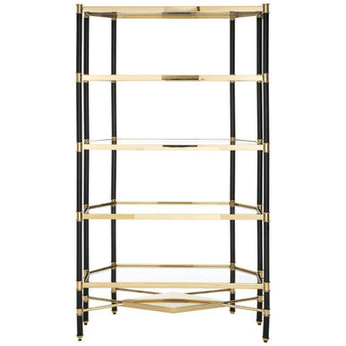 5 Shelf Unit In Champagne Finish and Black Frame | Allessi