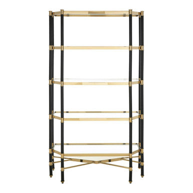 5 Shelf Unit In Champagne Finish and Black Frame | Allessi
