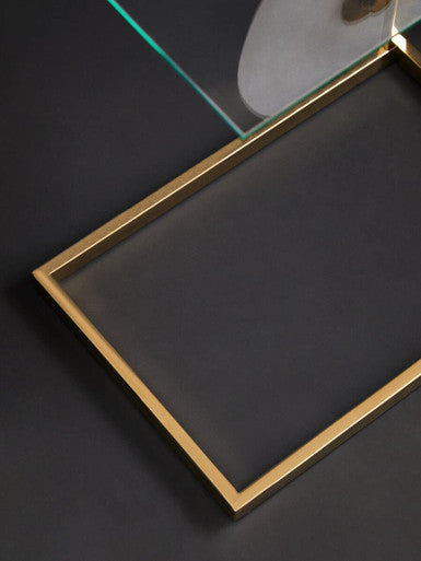 Gold Warm Metallic Finish End Table with Clear Tempered Glass Top | Oria
