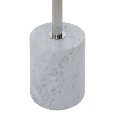 Silver Frame T-Shape End Table with White Marble Top, Oria