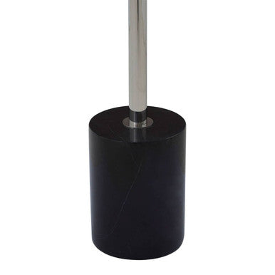 Silver Frame T-Shape End Table with Black Marble Top, Oria