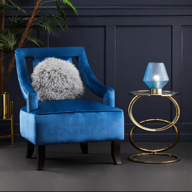 Gold Finish Rings Shaped Base End Table with Clear Glass Top | Oria
