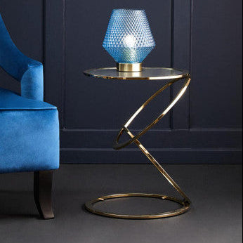 Gold Finish Rings Shaped Base End Table with Clear Glass Top | Oria