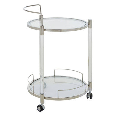 2 Tier Glass Top Trolley with Silver Frame | Oria