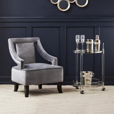 2 Tier Glass Top Trolley with Silver Frame | Oria
