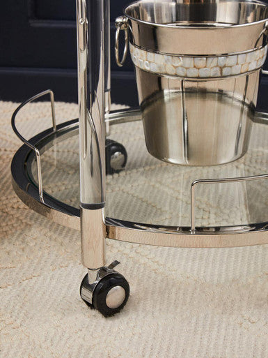 2 Tier Glass Top Trolley with Silver Frame | Oria