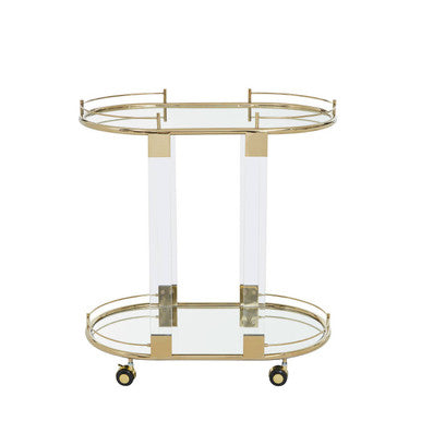 Drinks Trolley with Warm Gold Metallic Frame | Oria