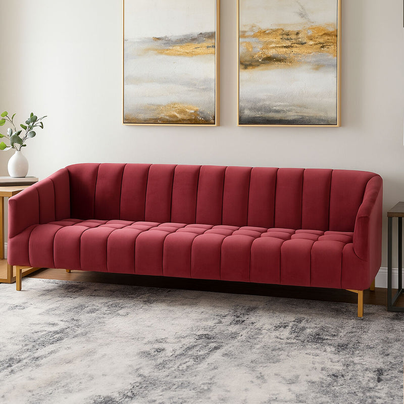 3 Seater Wine Velvet Sofa | Bella