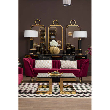 3 Seater Wine Velvet Sofa | Binky