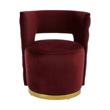 Red Wine Velvet Swivel Chair | Bola