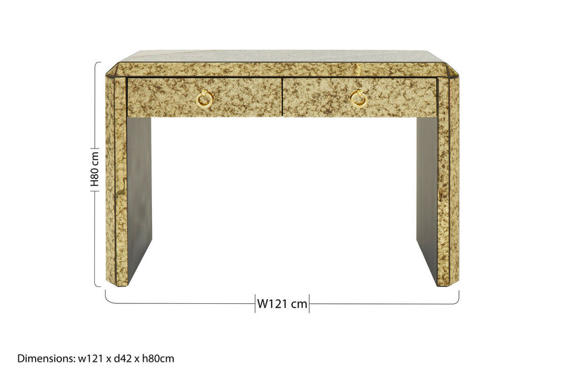 Antique Mirror Console Table with 2 Drawers in Gold Finish | Komo