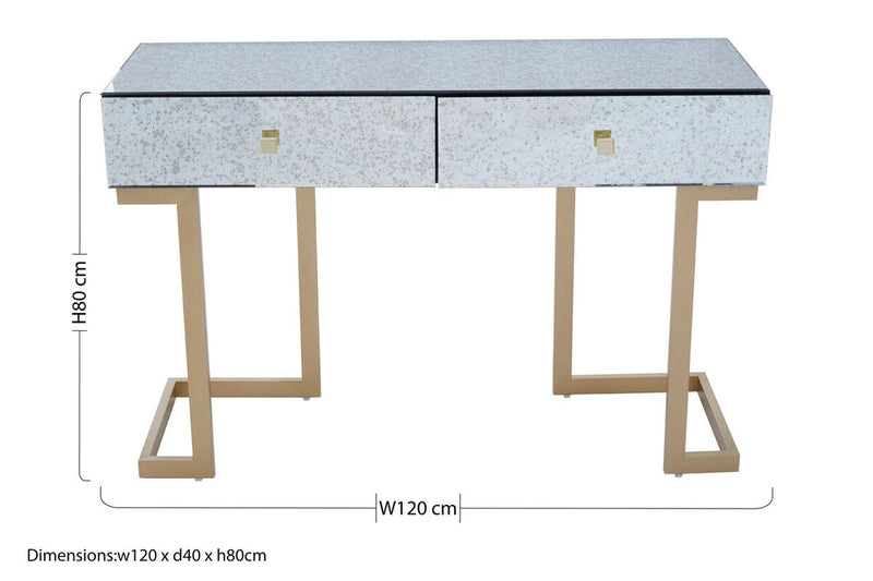 Antique Mirror Console Table with 2 Drawer in Silver Finish | Kesena