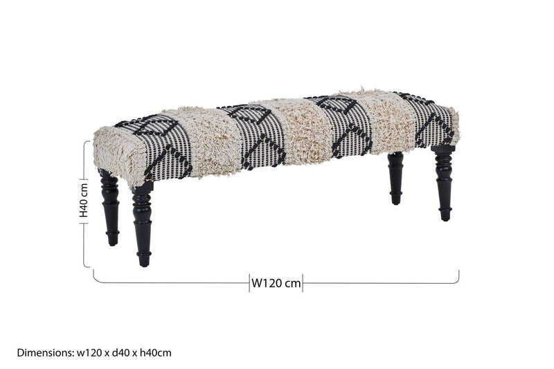 Black and White Moroccan Bench | Cefena