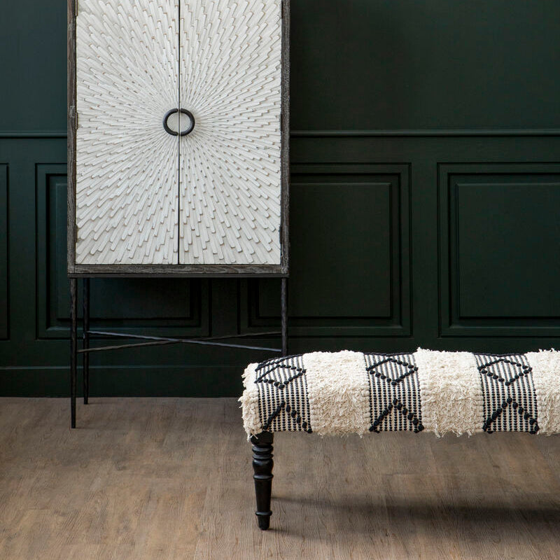 Black and White Moroccan Bench | Cefena