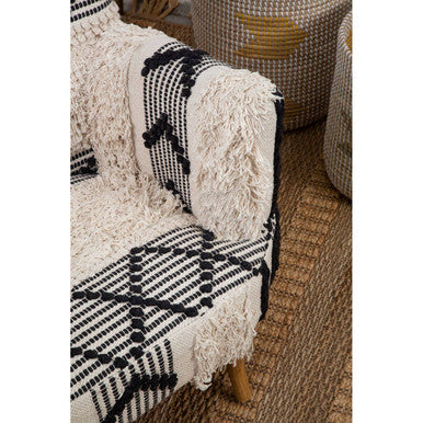 Black and White Shaggy Berber Style Armchair | Cefena