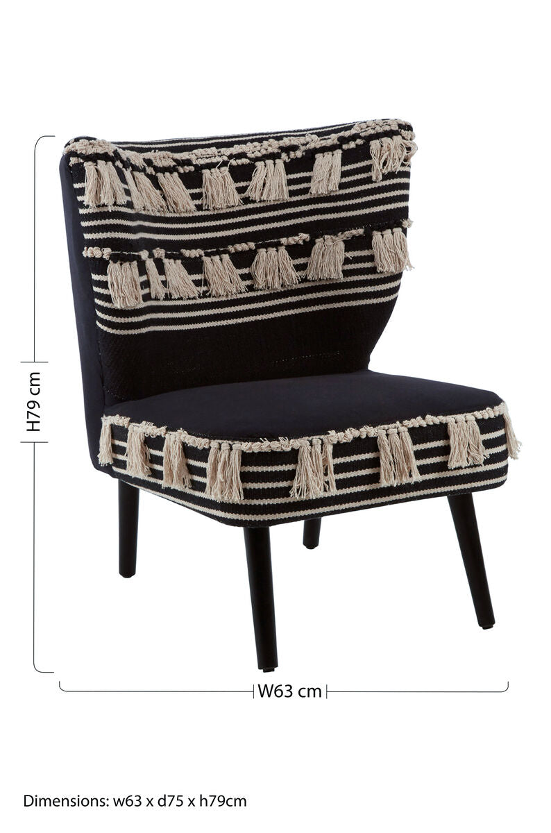 Black and White Textured Moroccan Design Chair | Cefena