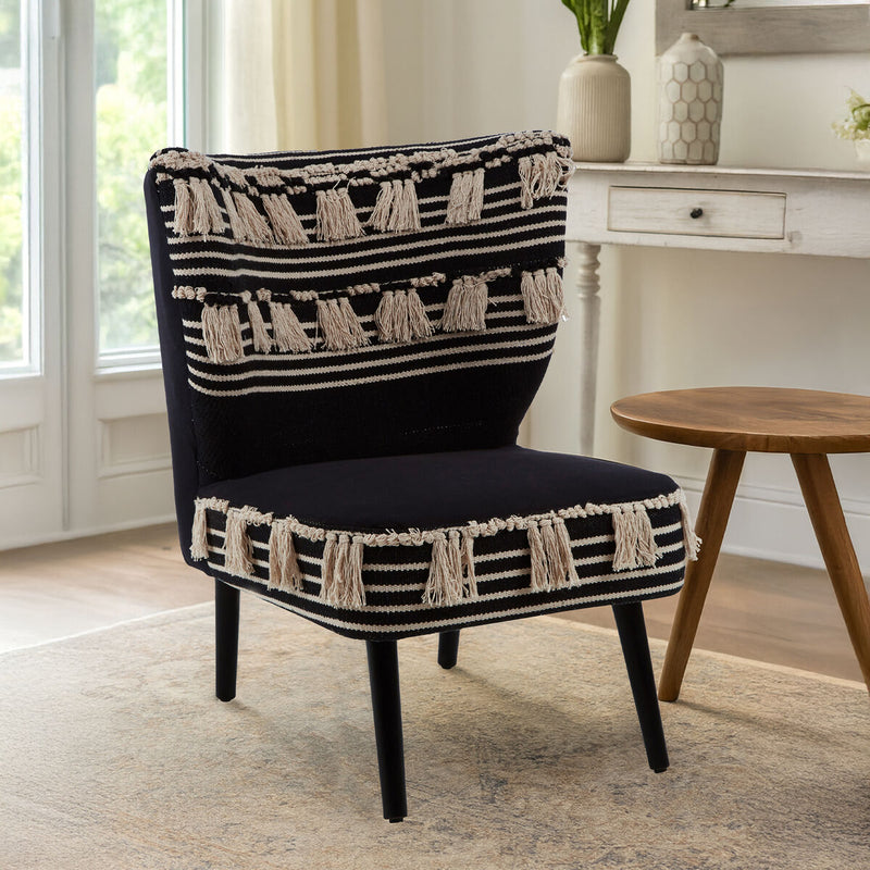Black and White Textured Moroccan Design Chair | Cefena