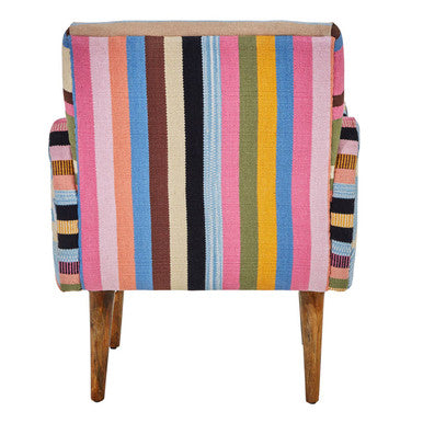 Multi Coloured Fabric Chair with Mango Wood Legs | Cefena
