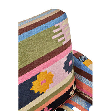 Multi Coloured Fabric Chair with Mango Wood Legs | Cefena