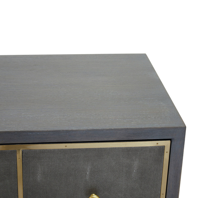 Grey and Gold Warm Metallic Finish Shagreen Effect 4-Drawer Console Table with Knob Handle | Deskey