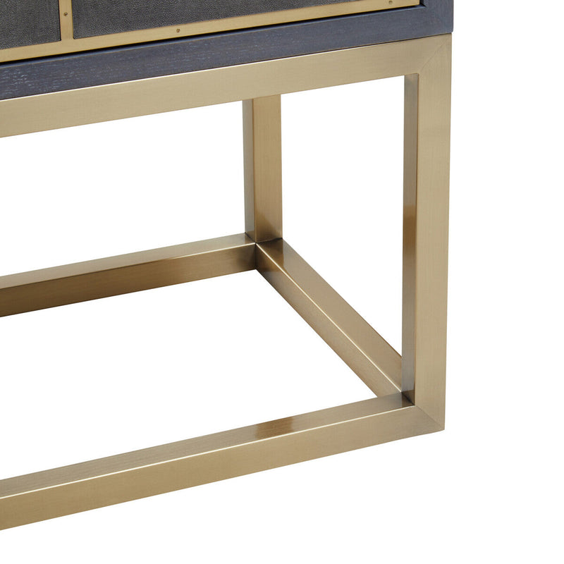 Grey and Gold Warm Metallic Finish Shagreen Effect 4-Drawer Console Table with Knob Handle | Deskey