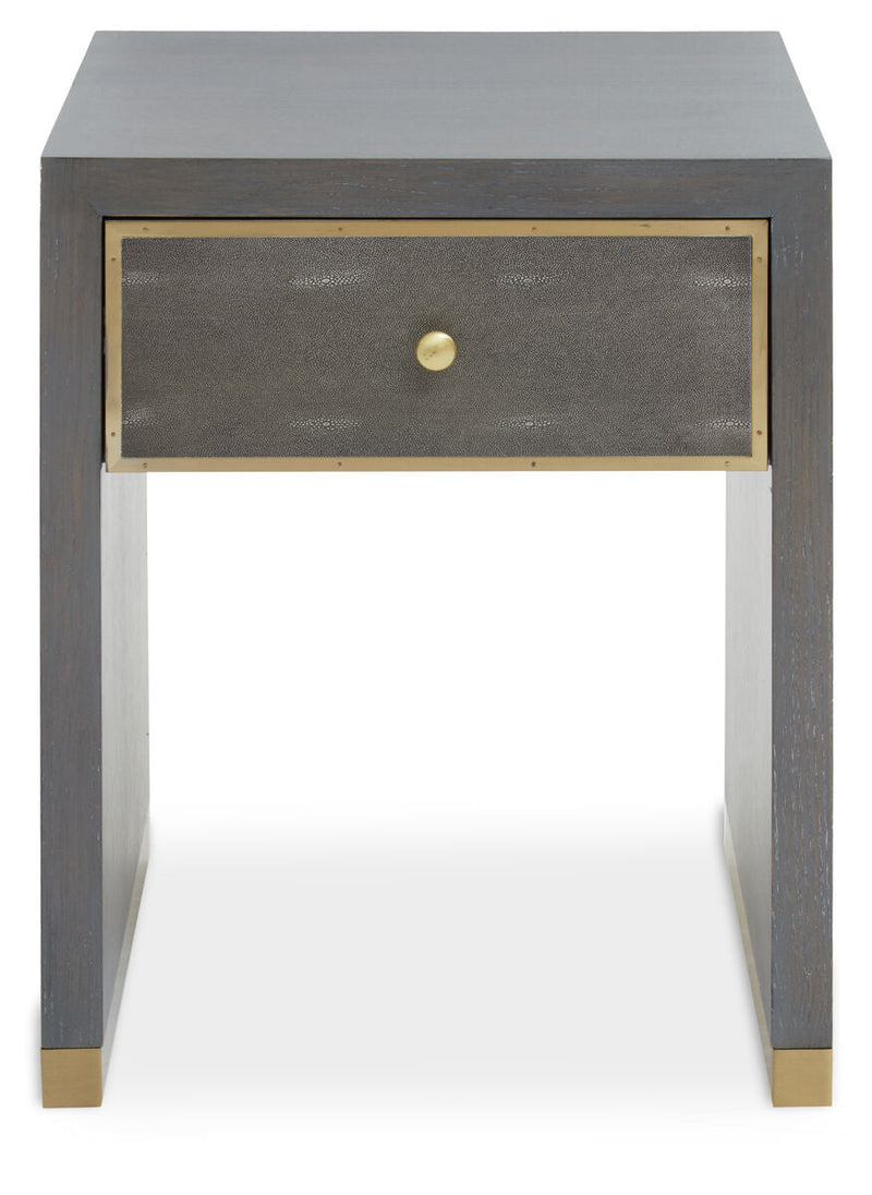 Grey and Gold Metallic Base Shagreen Effect 1-Drawer Side Table with Knob Handle | Deskey