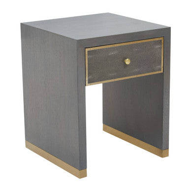 Grey and Gold Metallic Base Shagreen Effect 1-Drawer Side Table with Knob Handle | Deskey