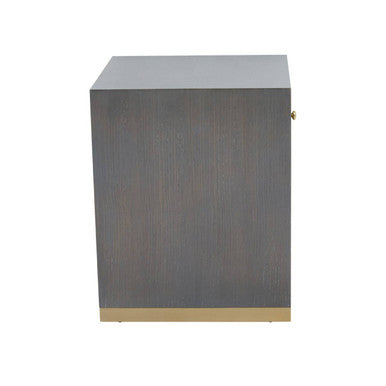 Grey and Gold Metallic Base Shagreen Effect 1-Drawer Side Table with Knob Handle | Deskey