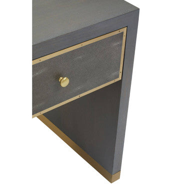 Grey and Gold Metallic Base Shagreen Effect 1-Drawer Side Table with Knob Handle | Deskey