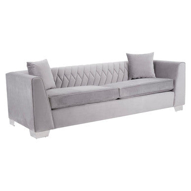 3 Seater Grey Velvet Sofa | Rashika