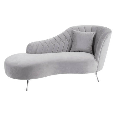 Grey Velvet Right Hand Chaise Longue | Rene