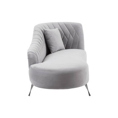 Grey Velvet Right Hand Chaise Longue | Rene