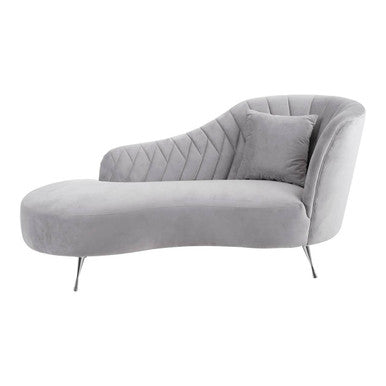 Grey Velvet Right Hand Chaise Longue | Rene