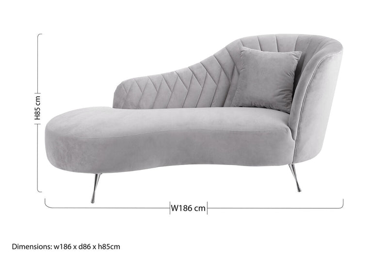 Grey Velvet Right Hand Chaise Longue | Rene