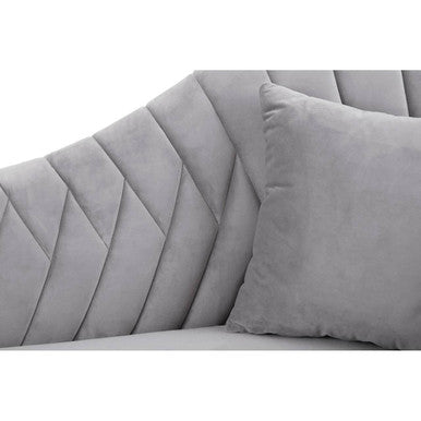 Grey Velvet Right Hand Chaise Longue | Rene