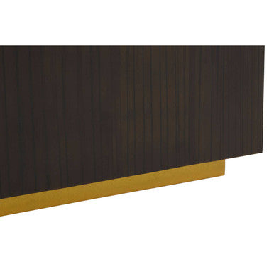 Brown and Gold Ebony Bamboo Sunburst Top Side Table with Clean-Lined, Gabelle