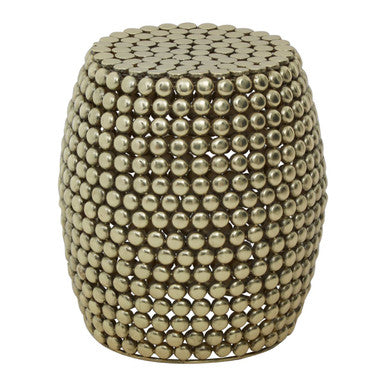 Gold Finish Interlinked Beaded Iron Stool and Side Table | Templar
