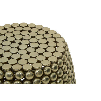 Gold Finish Interlinked Beaded Iron Stool and Side Table | Templar