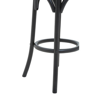 Black and Natural Rattan Stool | Corso