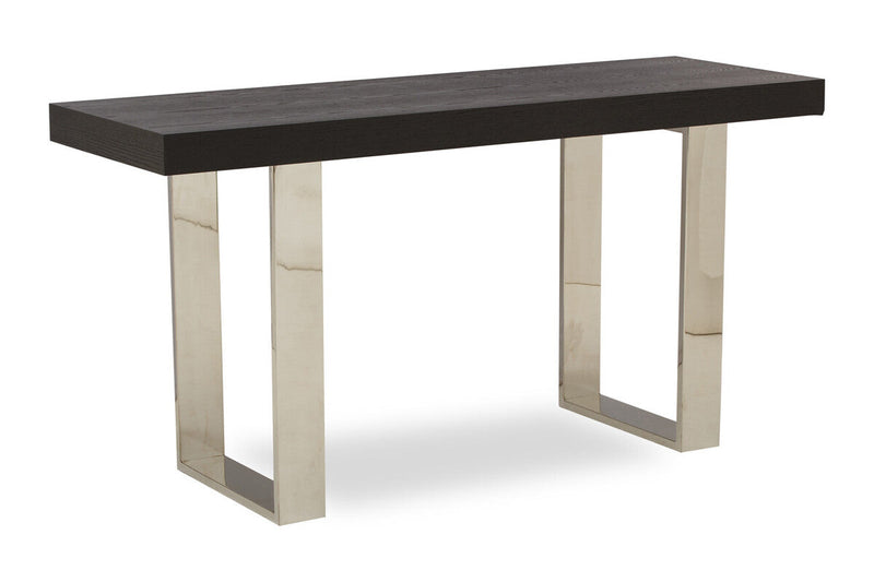 Natural Elm Wood Console Table with Silver Finish Frame | Ulmus