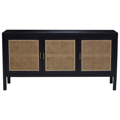 Black Sideboard with 3 Rattan Doors | Corso