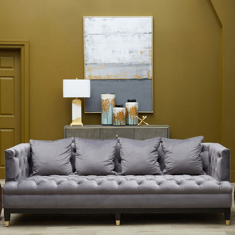 3 Seater Viola Pirate Grey Fabric Sofa | Sefira