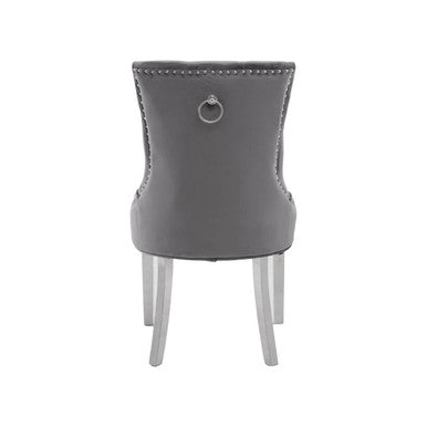Richmond Grey Velvet Button Tufted Dining Chair