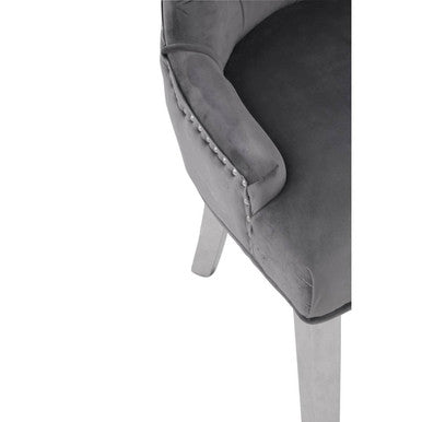 Richmond Grey Velvet Button Tufted Dining Chair