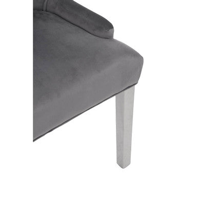 Richmond Grey Velvet Button Tufted Dining Chair