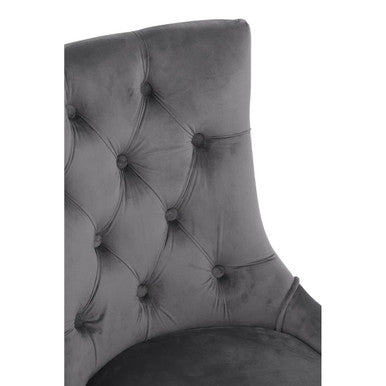 Richmond Grey Velvet Button Tufted Dining Chair