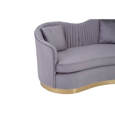 2 Seater Grey Pleated Velvet Sofa | Franza