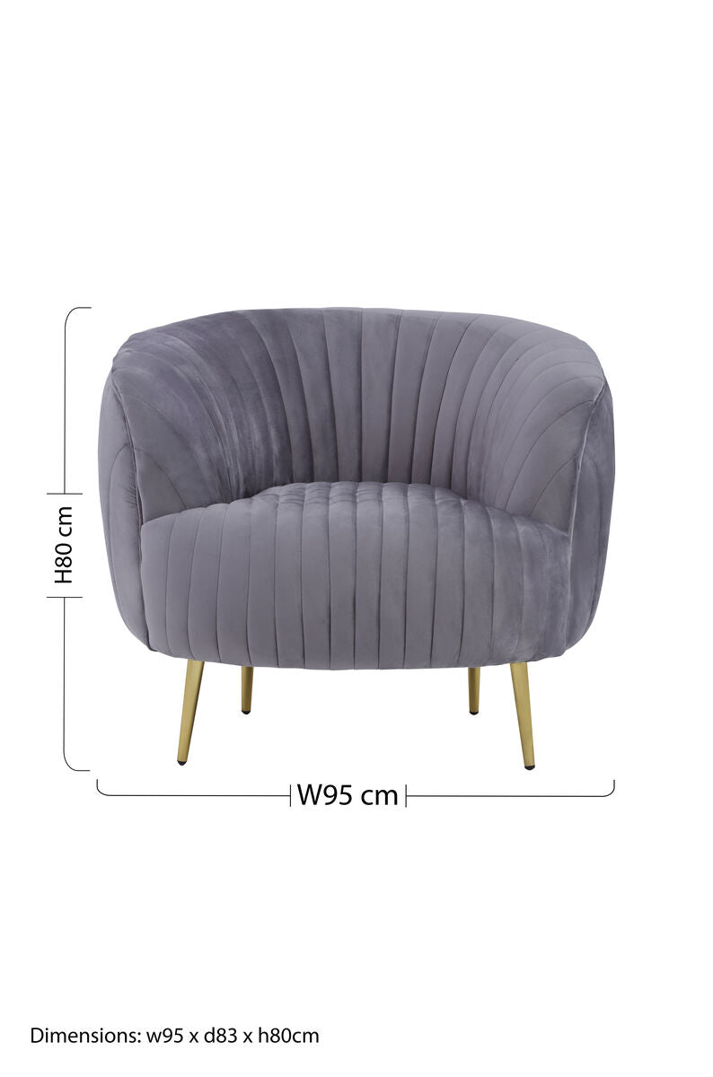 Grey Velvet Chair with Gold Legs | Florina