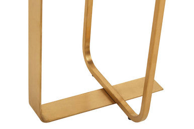 Black and Grey Rectangular Console Table with Brushed Gold Angular Base | Lena