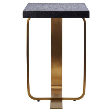 Grey Veined Effect Oak Veneer Top Round Side Table with Metallic Stainless Steel Wireframe Base | Lena